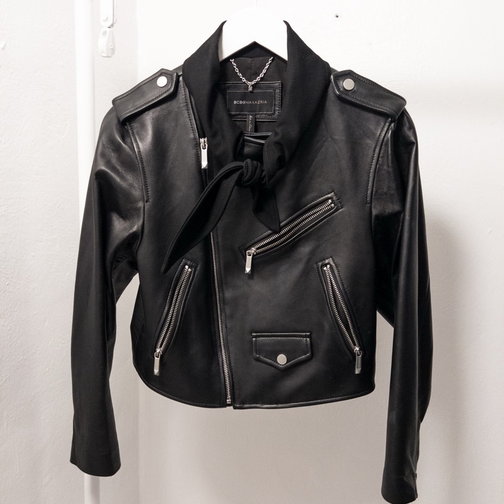 BCBGMaxAzria Black Leather Moto Jacket